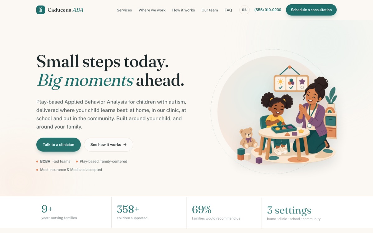 Caduceus ABA landing page